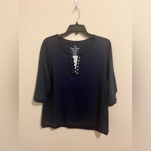 Coral Bay Navy 3/4 Sleeve Top